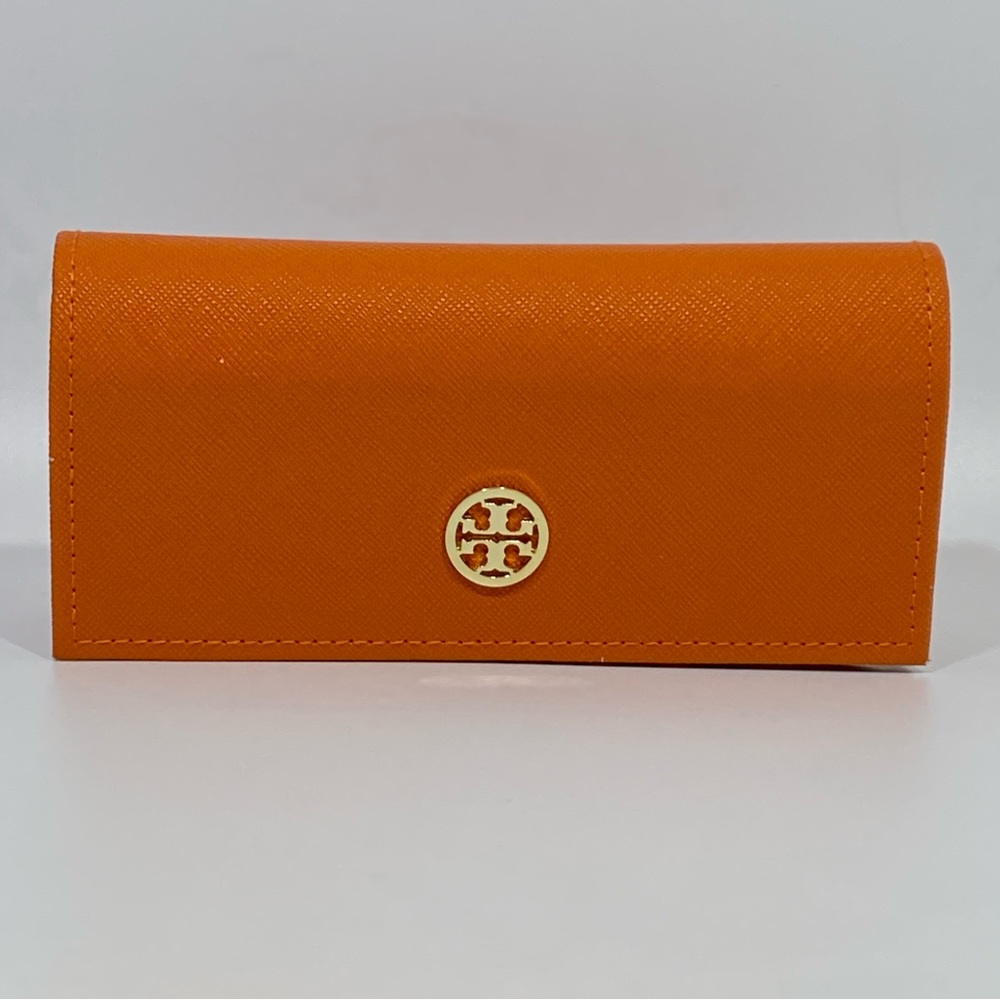 Tory Burch Sunglasses Case Orange with gold. NWOT Like-New